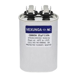 VEXUNGA 15uF 370/440VAC 50/60Hz CBB65 CBB65A Oval Run Start Capacitor 15 MFD 370V/440V Air Conditioner Capacitors for AC Unit Fan Motor Start or Pool Pump or Air Condenser Straight Cool