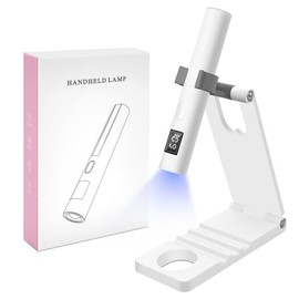 CGBE Lámpara UV para Uñas de Gel y Acrílico - Lámpara para Uñas Portátil 3W con Base - Forma de Bolígrafo Recargable USB - Secado Rápido LED/UV con Temporizador 2 Etapas - Color Blanco