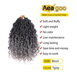 Grey Crochet Hair 7 Pcaks Short Goddess Locs Crochet Hair for Black Women 8 Inch Crochet Goddess Faux Locs Pre Looped Bohemian Locs Crochet Hair (8 Inch,Tgrey)