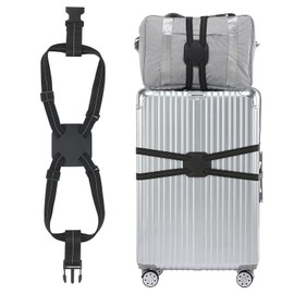 VCRANONR Luggage Straps Heavy Duty Adjustable Suitcase Straps Elastic Luggage Belt Travel Packing Secure Belt Luggage Bungee Straps Premium Luggage Accessories with Buckle for Travel Case (Black)