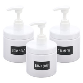 Segbeauty Shampoo Dispenser, Pack of 3 500 ml Shampoo Bottles for Filling, Soap Dispenser White with Waterproof Label, Plastic Pump, as Home Accessories and Decoration for Bathrooms, Laundry Rooms,