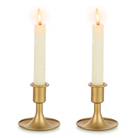 Sziqiqi Gold Candle Holders for Candlesticks Set of 2 - Small Taper Candle Holders for Wedding Centerpiece Candle Stick Stands for Candlelight Dinner Table Christmas Mantel