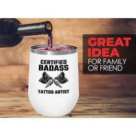 Tattoo Artist White Wine Tumbler 12oz - Bdss Tattoo Artist - Tattoo Gifts Tipping Skin Deep Ink Tattoo Lover Tattooing Tattooist