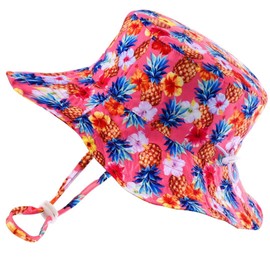 Beach Kids Sun Hat Protection Wide Brim Summer Bucket Hats Cute Fishing Hats for Girls Boys Pink Pineapple