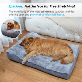 OMIVIER Large Dog Bed with Low-Angle Soft Pillow.Deluxe Dog Bed Fabric Comfortable and Soft.with Non-Slip Bottom, Washable pet Bed Medium for Crate.Color: Grey.