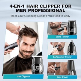 Beard Trimmer for Men - Body Hair Trimmer for Men Set, Mens Electric Razor for Shaving Face Mustache Body Ear Nose Hair Trimmer IPX7 Waterproof Wet & Dry Use with LED Screen Mens Grooming Kits (Black)