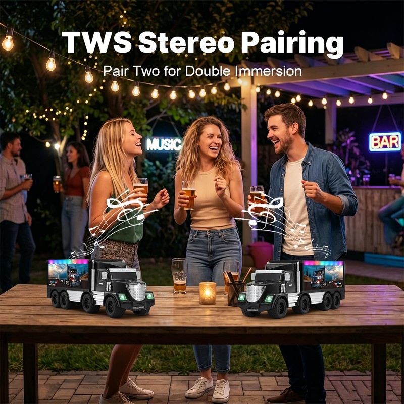 WSTER WS-650 Cargo Semi Truck Bluetooth Speaker with Solar (Black)