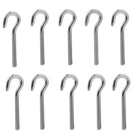 huruirui M4 10pcs Screw Hooks 304 Stainless Steel A2-70 Hook Screw Hooks with Thread Hook Heavy Duty Dowels, Hanging Item Hook Screw Bolts Outdoor Indoor Hanging Accessories