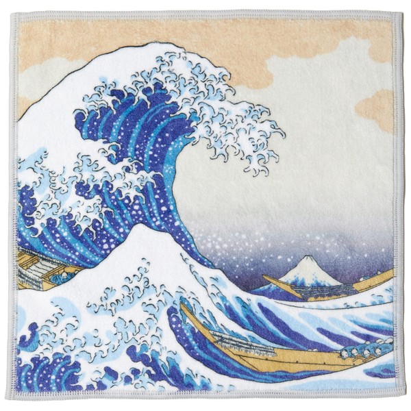 Yamamoto Hitoshouten Japanese Miscellaneous Goods Kyoto Accessories, Double-Sided Handkerchief for Cleaning Glasses and Smartphones, Ukiyo-e Fabric Collection, Great Wave Off Kanagawa, Approx. 9.8 x