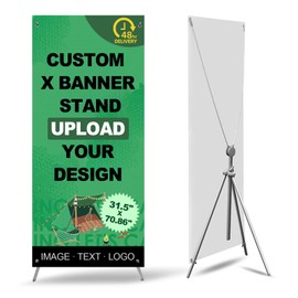 Adjustable Custom X Banner Stand for Business,Outdoor and Indoor Display, Advertising, Banners and Signs Customize,Portable Retractable Banner with Carrying Bag-from 23.6" X 62.99" to 31.5" X 70.86"