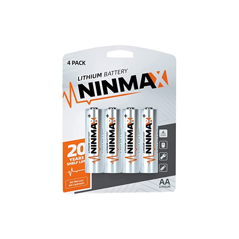 NINMAX Lithium AA Batteries 4 Pack, 3500mAh 1.5V Longest Lasting