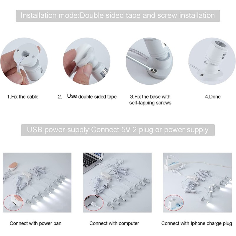 Cefrank Mini Spot Lights with Dimmer, Warm White 8 x