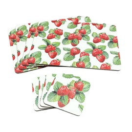The Leonardo Collection Strawberry Field Table Place Mats Set of 4 | Non Slip Washable Table Mats For Dining | Easy to Clean and Mantain Table Mats | Set of 4 Printed Designer Placemats