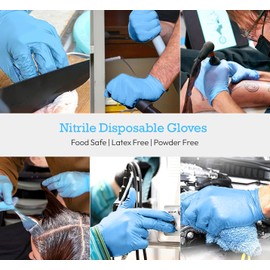 100pcs Nitrile Gloves Disposable Gloves Food Safe Powder Free Latex Free Gloves for Tattoo, Mechanics, Hairdressing, Home use (Blue, Small)