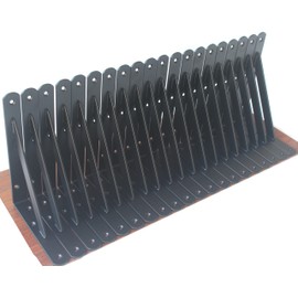 20 Pack L8 x H 6" Black Heavy Duty Shelf Brackets with Screws Metal Shelf Brackets Shelf Support Angle Brackets for Shelves L Brackets Heavy Duty Floating Shelf Brackets