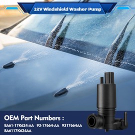 HHCSOP Windshield Washer Pump, Replacement for Ford Edge Explorer Fiesta Flex TaurusX Connect | Lincoln MKT MKX, Replaces OEM 8A61-17K624-AA, 93-17664-AA