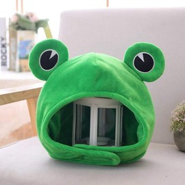 Bestmaple Animal Cap, Stuffed Toy, Headwear, Cute, Fluffy, Fluffy, Cap, Mask Animal, Cosplay (Frog)