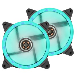 CERRXIAN 2PCS LED Silent Case Fan 120mm Computer Fan 1200RPM High Efficiency Hydraulic Bearing 3 Pin Quiet Computer Fan for Desktop PC Case Cooler (Blue)