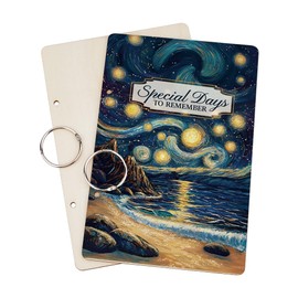 SUPERDANT Wooden Loose Leaf Binder Special Days to Remember Greeting Card Organizer Postcard Photo Album 2-Rings Cover Dream Beach Card Keeper Book Holder Organizer Card Keepsake Cover