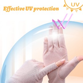 Tidyworm Women's UV Protection Gloves, Fingerless, Anti-slip, Smartphone Compatible, Short Gloves, UV Protection, Sunscreen, Thin, Summer Gloves, For Driving, Bicycle, Commuting, A Beige