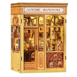 CUTEBEE Book Nook Kit - DIY Dollhouse, Miniature House DIY Construction Kit for Adults, Home Booknook Deco (Cooking Bookstore)