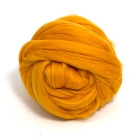 CyberloxShop 50g Dyed Merino Wool Top Roving Marigold Orange Dreads 64's for Felting Spinning