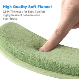 Soft Thicker Flannel Bathroom Toilet Seat Cover, 2 Pack Non Slip Warmer Comfortable Seat Cushions with Memory Foam, Easy Install with Self-Adhesive Tape, Reusable Toilet Lid Cover (Green,Beige)