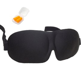 BMC 3D Eye Mask, For Sleeping, Sleep Well Sleep, Lightweight, Ultimate Softness (One Size) Black, Ear Plugs Included