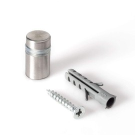 Stainless Steel Standoff 1/2 Inch Diameter x 1/2 Inch Barrel Length Brushed Finish for PVC, Glass and Acrylic Sign Stand Off Wall Anchors and Screws 2 Piece Small Sign Pack