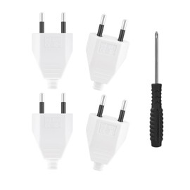 Pieces Euro Coupling Flat, Euro Coupling 230 V Flat, Schuko Coupling Flat, Euro Plug Flat for Schuko Plug Flat (White), Coupling 230 V (White, 4 Pieces)