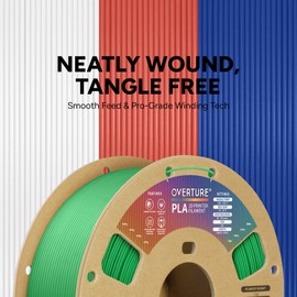 OVERTURE PLA Filament 1.75mm, Neatly Wound 3D Printer Filament 1kg Spool (2.2lbs), Dimensional Accuracy +/- 0.02 mm, Fit Most FDM 3D Printers (Green)