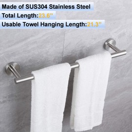 24 Inch Towel Bar for Bathroom 9/12/16/24/28/33 Inch Kitchen Hand Towel Holder Brushed Nickel SUS304 Stainless Steel RUSTPROOF Wall Mount Towel Rod (1, Brushed Nickel, 24 Inch)