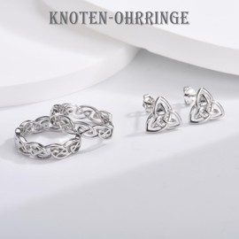 wynn's Earrings 925 Silver, 2 Pairs Celtic Knot Hoop Earrings, Silver 925 Women's Stud Earrings Set, 10 mm Stud Earrings & 14 mm Knot Hoop Earrings Gold/Silver 925 Medium Jewellery for Men and Women,