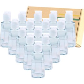 15 Mini Botellas 30 ml de Plástico Transparente con Tapa Abatible Flip Top Envases Recargables para Gel, Crema, Loción y Champú Contenedores Portátiles de Viaje