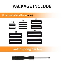 Senphyton Genuine 16mm/18mm/20mm/22mm/24mm Rubber Silicone Watch Band Watch Strap Keeper Retainer Holder Loops (10 pcs) Replacement - Black Watch Band Retainer