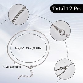 SUNNYCLUE 1 Box 12Pcs Snake Chain Charm Bracelet Silver Charm Bracelets Bulk with Lobster Clasp Stainless Steel Metal Adjustable Snake Chain Bracelet for jewellery Making Chains Supplies DIY Craft