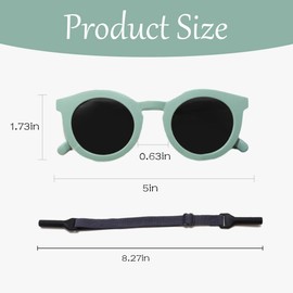 Ymxil Sonnenbrille für Baby Kinder 6 Monate -3 Jahre Jungen/Mädchen, Hellgrün Baby Sonnenbrille mit Verstellbar Silikon Rahmen Kinderbrille ohne Stärke Kleinkind Strand Zubehör