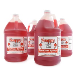 Snappy Tigers Blood Sno Cone Syrup, 1 Gallon, 4 Pack