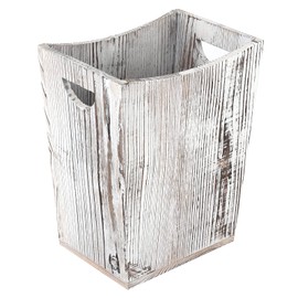 ETELI Wood Wastebasket Small Trash Can Rustic Wooden Garbage Storage Trash Can with Double Handles for Bedroom Office Bathroom (Rustic Grey)