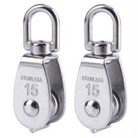 [Health Lief] Stainless Steel Pulley Cargo Transport Lifting SUS304 18-8 Stainless Steel Nominal 0.6 inch (15 mm) Set of 2