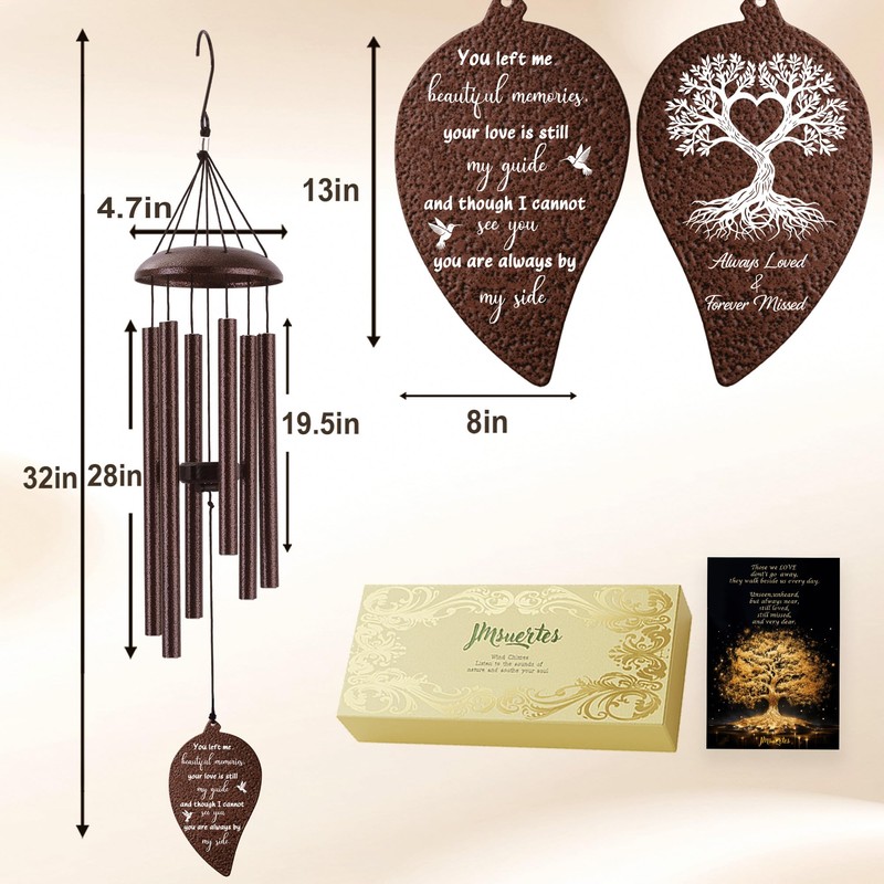 Memorial Wind Chimes for Outside, Sympathy Gift for Loss of
