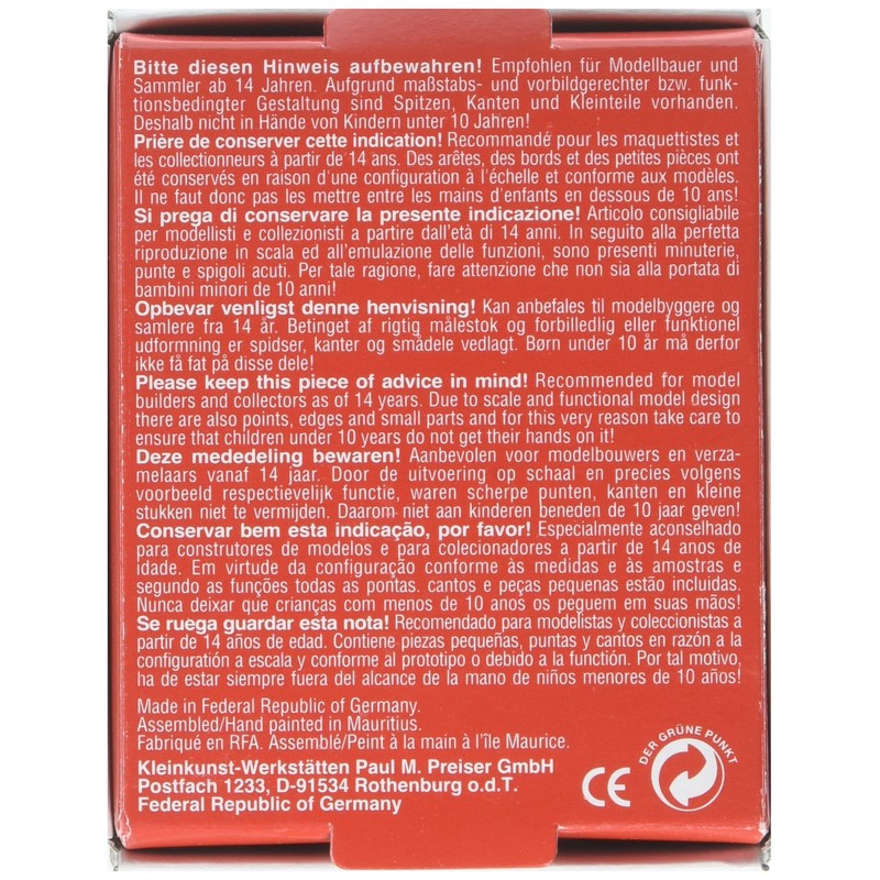 Preiser 63084 Santa Claus w/Bell 1/32 Model Figure