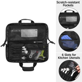 samdew Chef Knife Bag with Lockhole & 17 + 6 Slots, Chef Bag for Knife Storage, Travel Knife Roll for Professional Chefs, Knife Carrying Case Knife Carrier for Kitchen Utensils, Bag Only