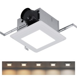 ZAGO Bathroom Exhaust Fan with LED Light: 100 CFM 1.2 Sones Quiet Powerful Ceiling Vent Fans Lamp combo for Quick Shower Steam Removal and Consistently Fresh Air Ventilation Ideal for Household Bath