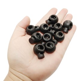 10 PCS Cord Locks Adjustable Round Toggle Stopper Cord Stop Toggle Rope,Toggle Spring Cord Clips,for Paracord,Drawstrings, Camping,Shoelace Replacement,Sports,Backpack(Single Hole,Black)