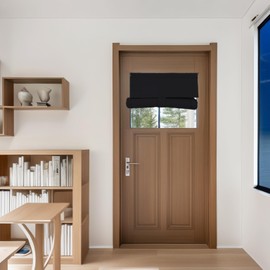 Blackout Door Curtains, Privacy French Door Curtains Window 26 X 20 Inch Front Door Curtain Darkening Curtains, Thermal Insulated Door Window Shades for Kitchen Bedroom Glass Door, Black 03