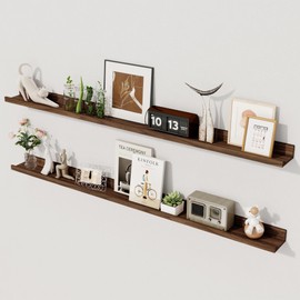 Axeman 48 Inch Floating Shelves | Picture Ledge Shelf Set of 2 | Walnut Wall Shelves with Lip | Walnut Picture Shelf for Wall with Ledge | Photo Ledges 48 Inch