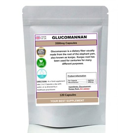 Glucomannan-Konjac Extract Capsules 3500mg (High Strength) No Additives - 120 Capsules