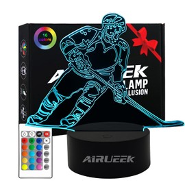 AIRUEEK Ice Hockey Gifts Boys Night Light, Hockey Gifts for Boys, 3D Optical Illusion Lamp, 16 Colours, Christmas Birthday Gifts for Sports Ice Hockey Fans