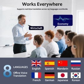 AI Translation Earbuds Real Time, Language Translator Earbuds, 144 Languages & Accents, OWS 3-in-1 Open Ear Wireless Bluetooth Earbuds with Charging Case for Travel, Business & Learning